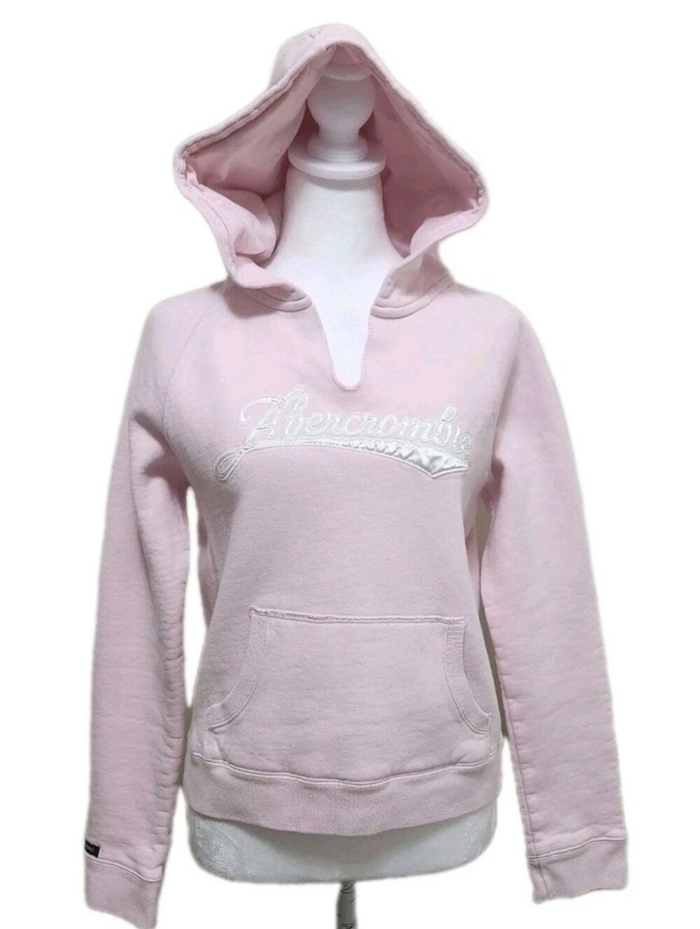 Abercrombie & Fitch Vintage Y2K Pink Hoodie Womens M Satin Spellout 90s Retro